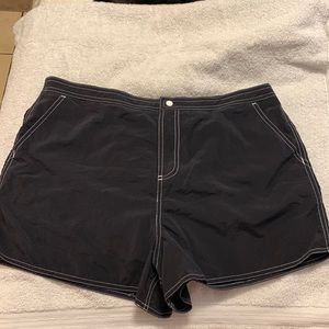 Beach House Dark Swim Shorts with White Stitching